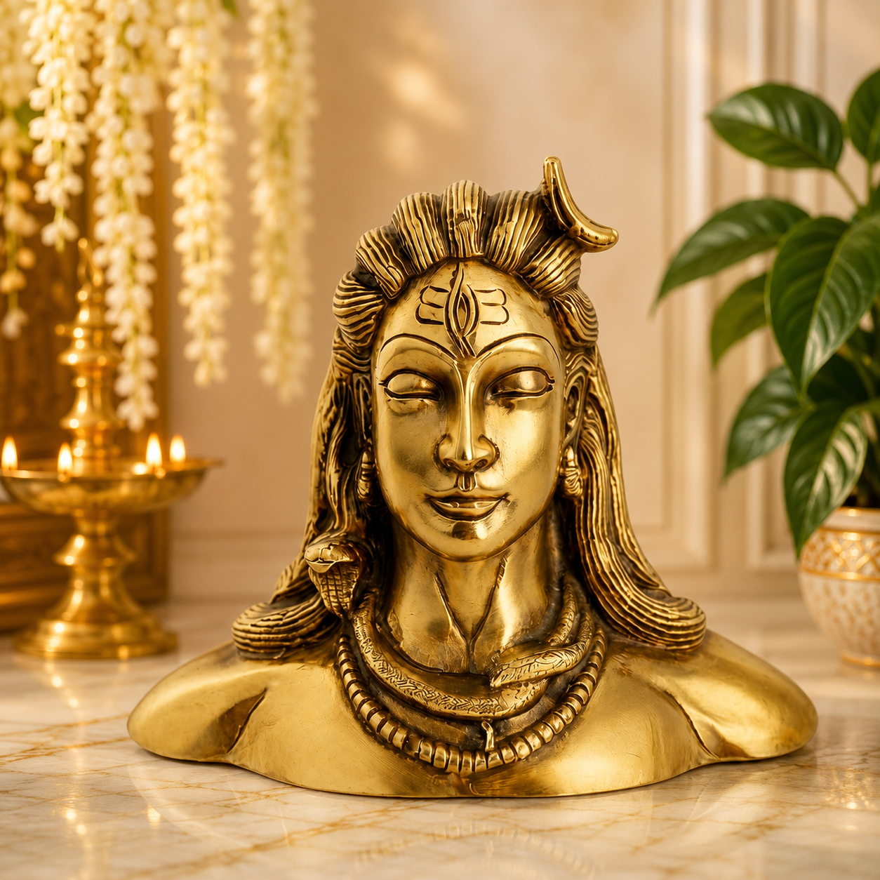 Premium Brass Lord Shiva Bust Idol