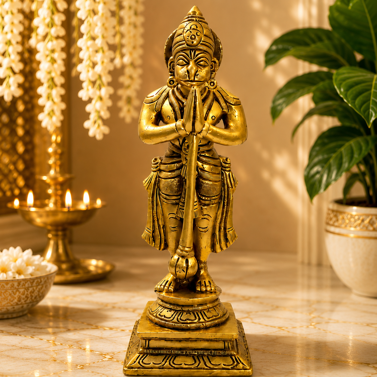 Hanuman Anjali Mudra Brass Idol