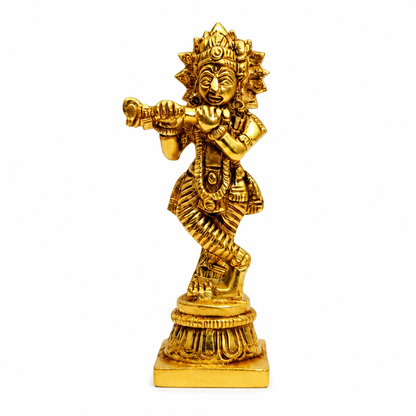Elegant Golden Krishna Idol Statue