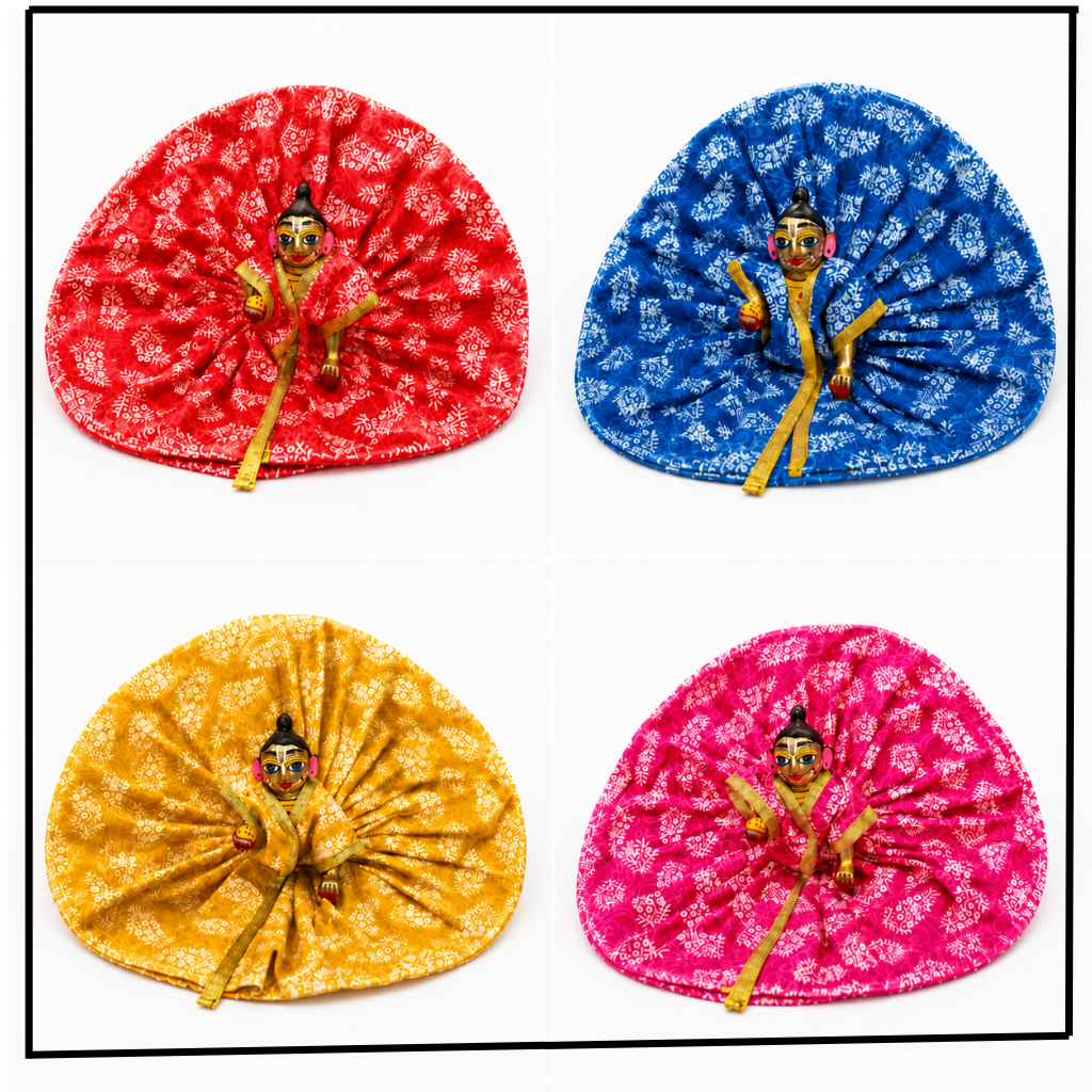 Laddu Gopal Bandhani Print Poshak | Multicolor Dress Combo Pack of 4