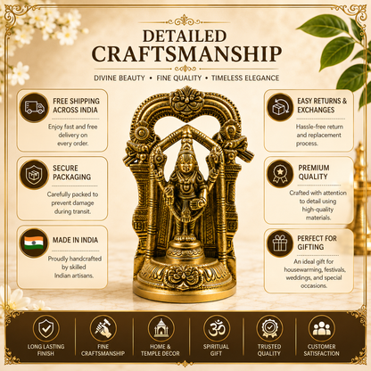 Vintage Brass Lord Venkateswara Idol